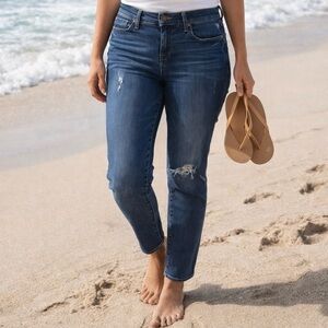 ♥️Fidelity Denim Distressed Stevie Crop Skinny Straight Jeans